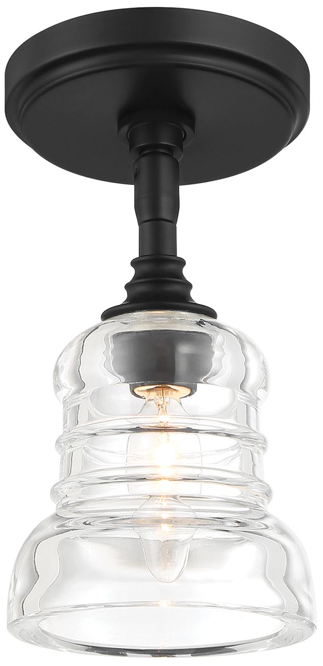 Crystorama Gregory 5'' Matte Black Semi Flush Mount