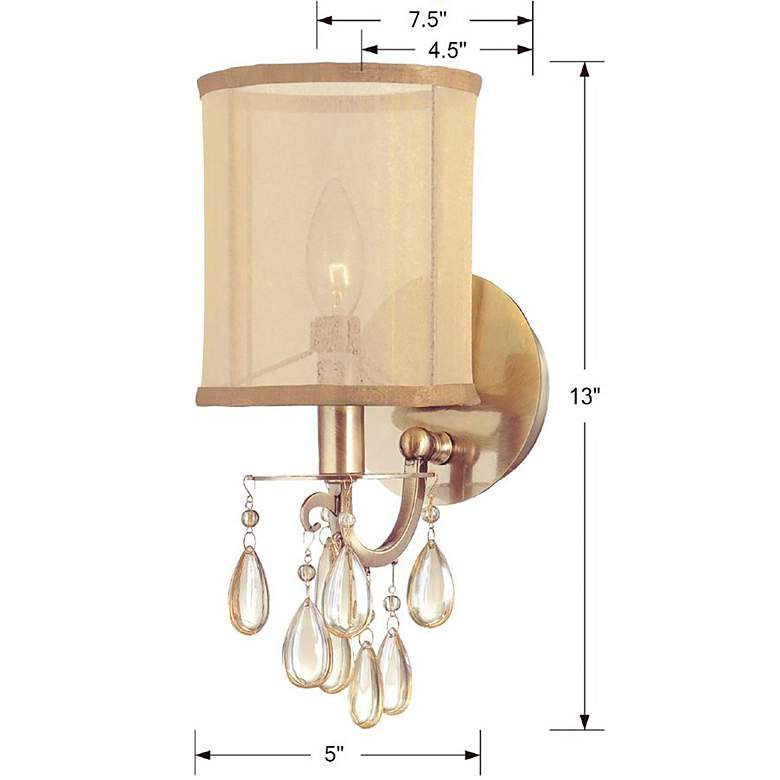 Image 5 Crystorama Hampton 13" High Antique Brass Wall Sconce more views