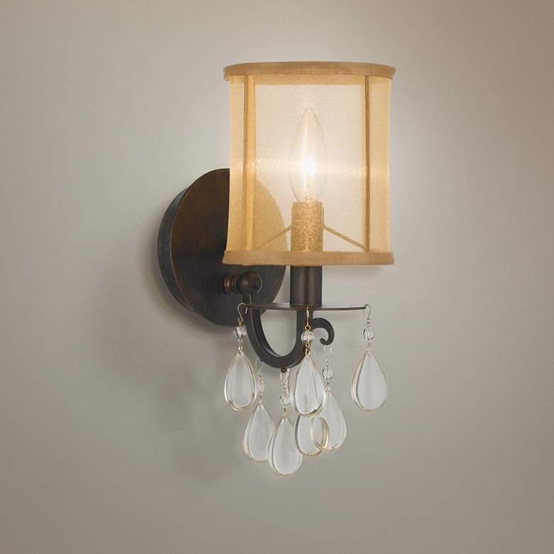 Image 1 Crystorama Hampton 13" High English Bronze Wall Sconce