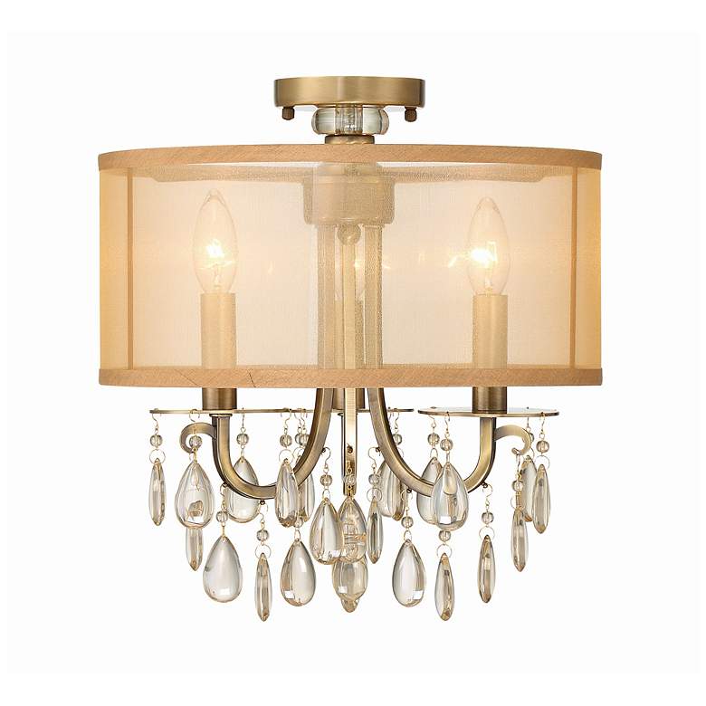 Image 1 Crystorama Hampton 14"W Antique Brass 3-Light Ceiling Light