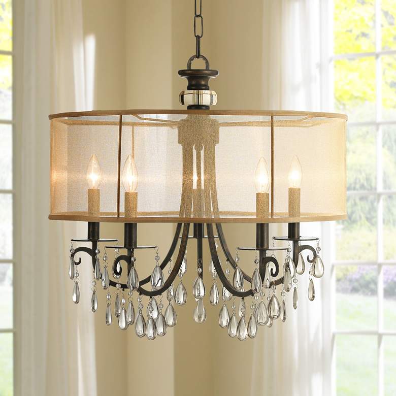 Image 1 Crystorama Hampton 24" Wide English Bronze Chandelier