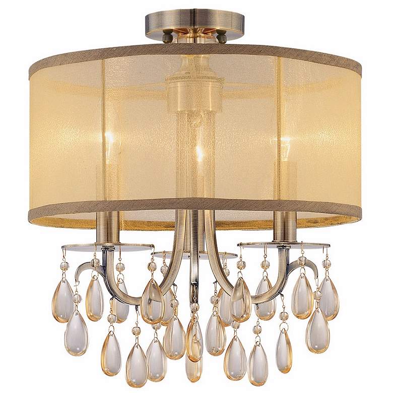 Image 2 Crystorama Hampton Collection Brass 14 inch Wide Ceiling Light