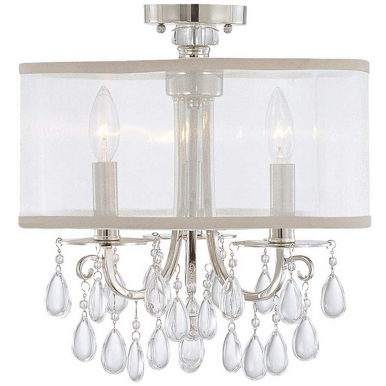 Image 2 Crystorama Hampton Collection Chrome 14" Wide Ceiling Light