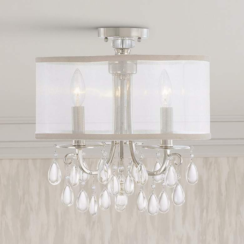 Image 1 Crystorama Hampton Collection Chrome 14 inch Wide Ceiling Light