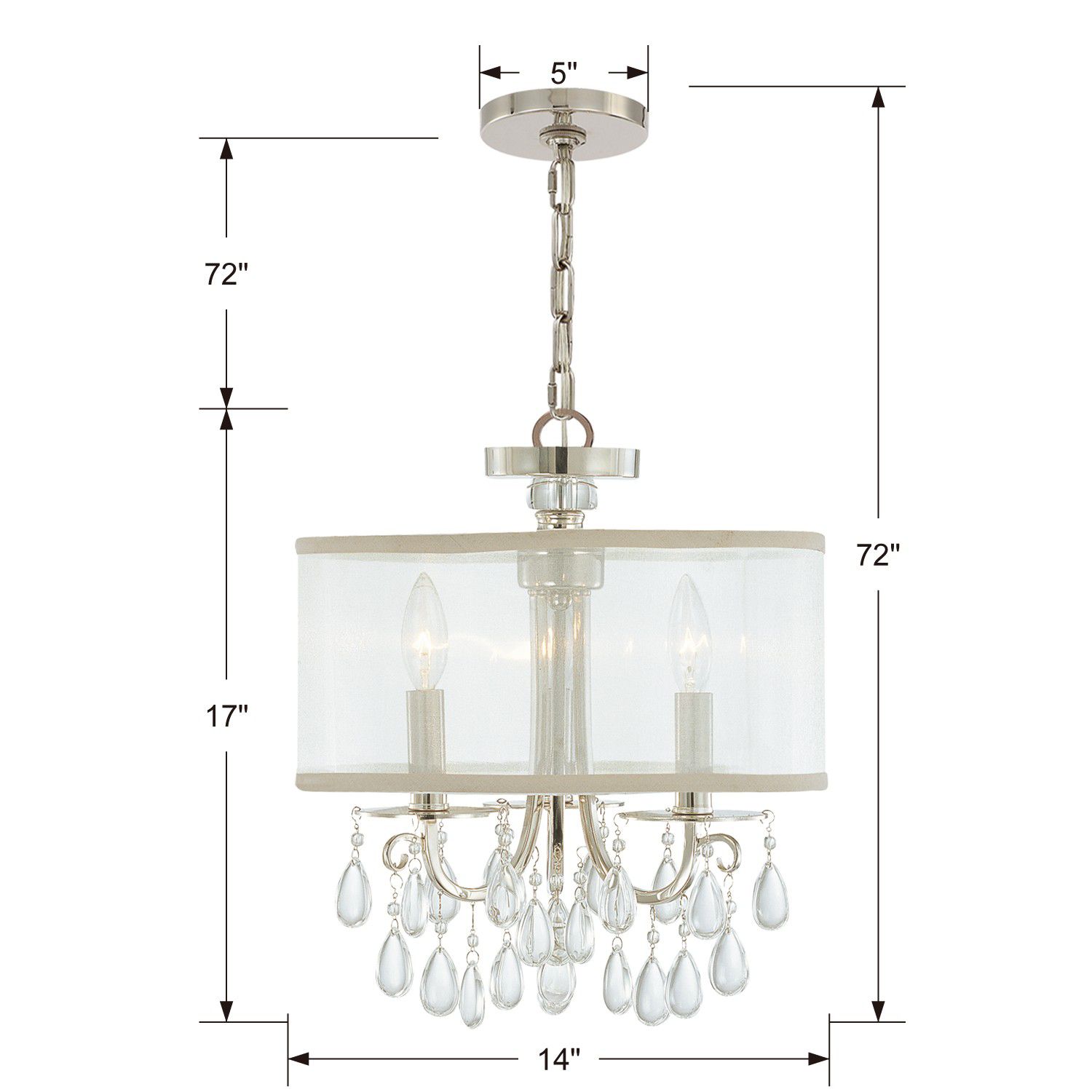 Crystorama Hampton Polished Chrome 14" Wide Mini Chandelier in scene