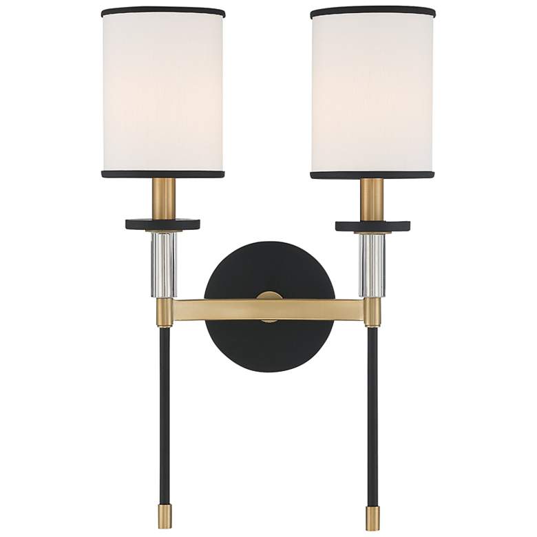 Image 1 Crystorama Hatfield 18 1/2 inchH Black Gold 2-Light Wall Sconce