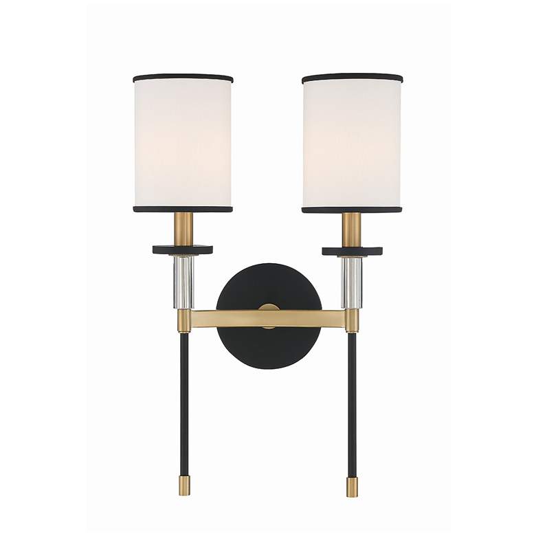 Image 1 Crystorama Hatfield 18 1/2"H Black Gold 2-Light Wall Sconce