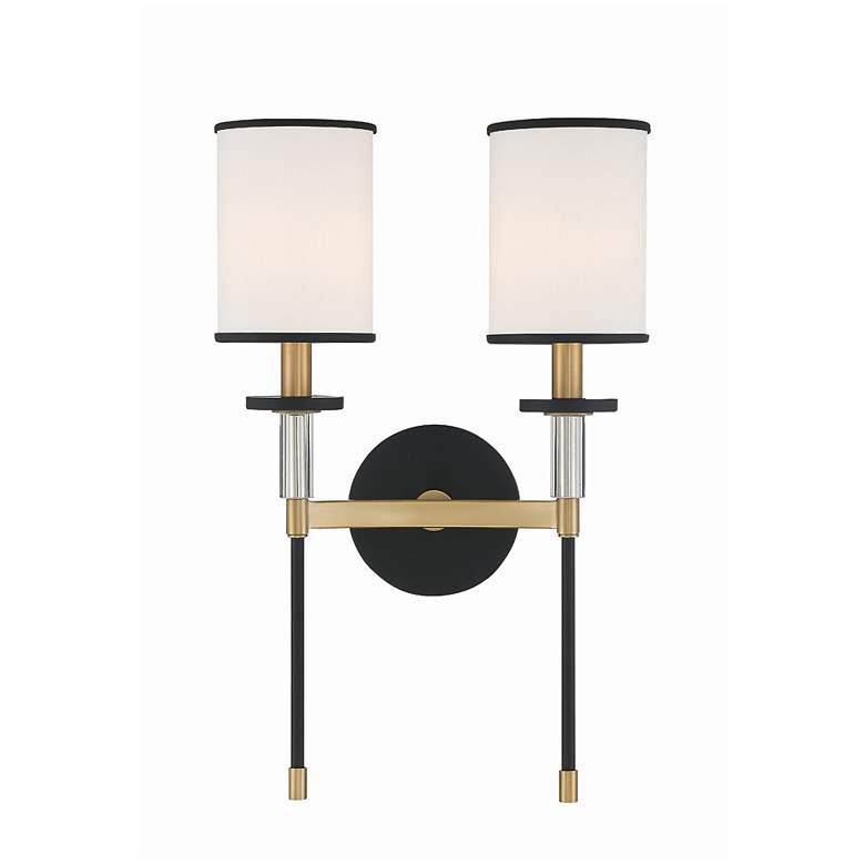 Image 1 Crystorama Hatfield 18 1/2 inchH Black Gold 2-Light Wall Sconce