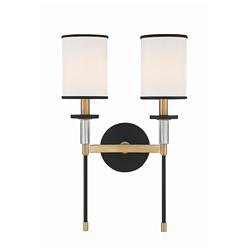 Crystorama Hatfield 18 1/2"H Black Gold 2-Light Wall Sconce
