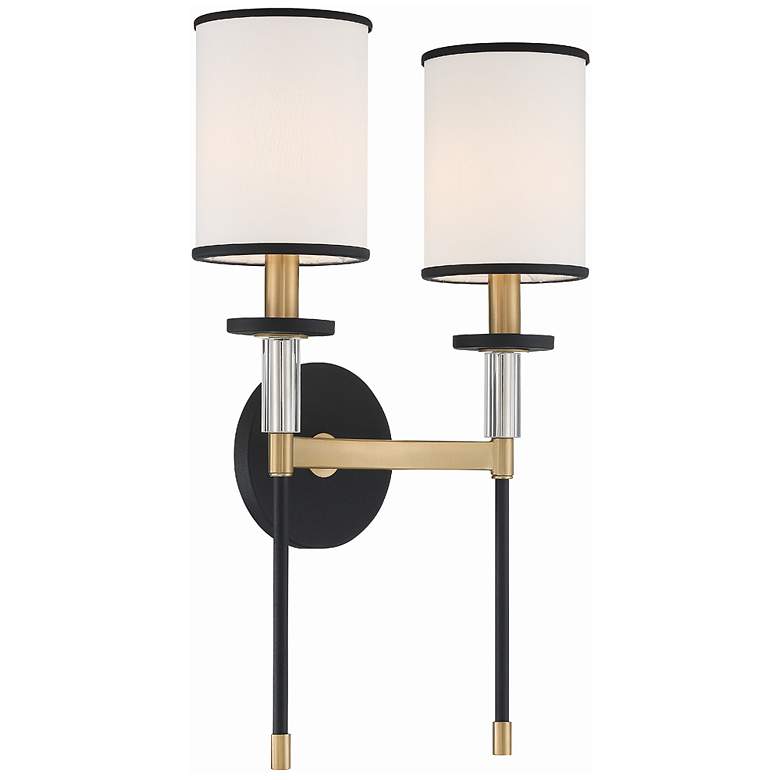 Image 3 Crystorama Hatfield 18 1/2"H Black Gold 2-Light Wall Sconce more views