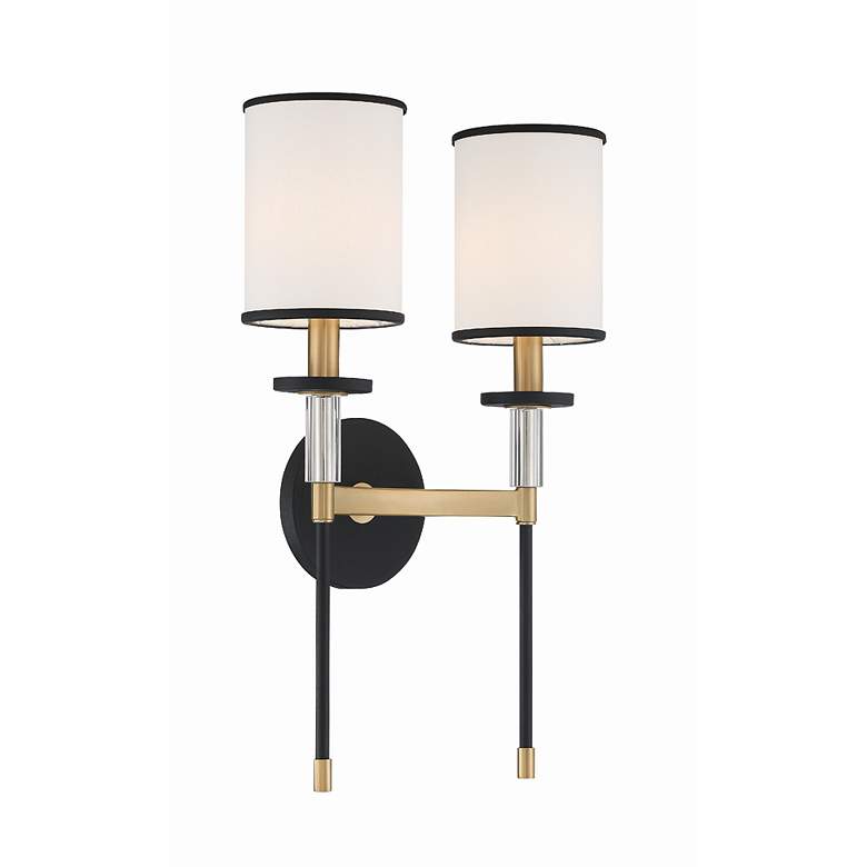 Image 4 Crystorama Hatfield 18 1/2"H Black Gold 2-Light Wall Sconce more views