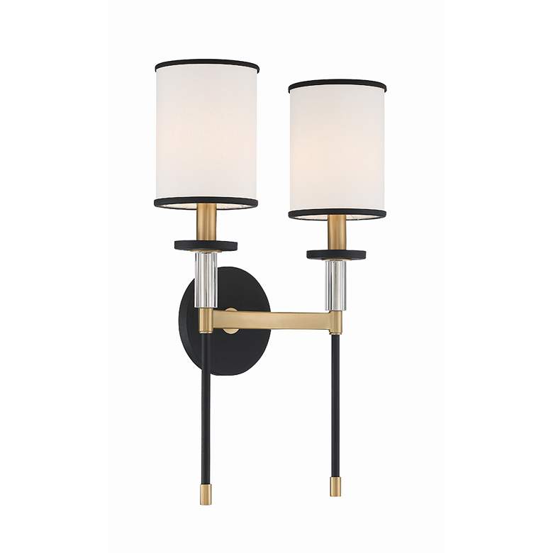 Image 4 Crystorama Hatfield 18 1/2 inchH Black Gold 2-Light Wall Sconce more views