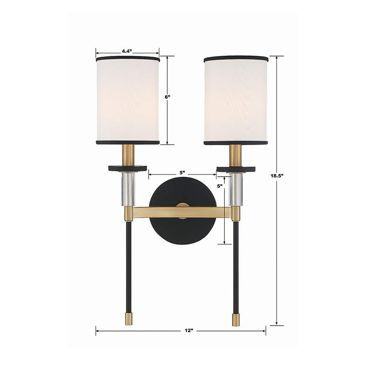 Image 7 Crystorama Hatfield 18 1/2"H Black Gold 2-Light Wall Sconce more views
