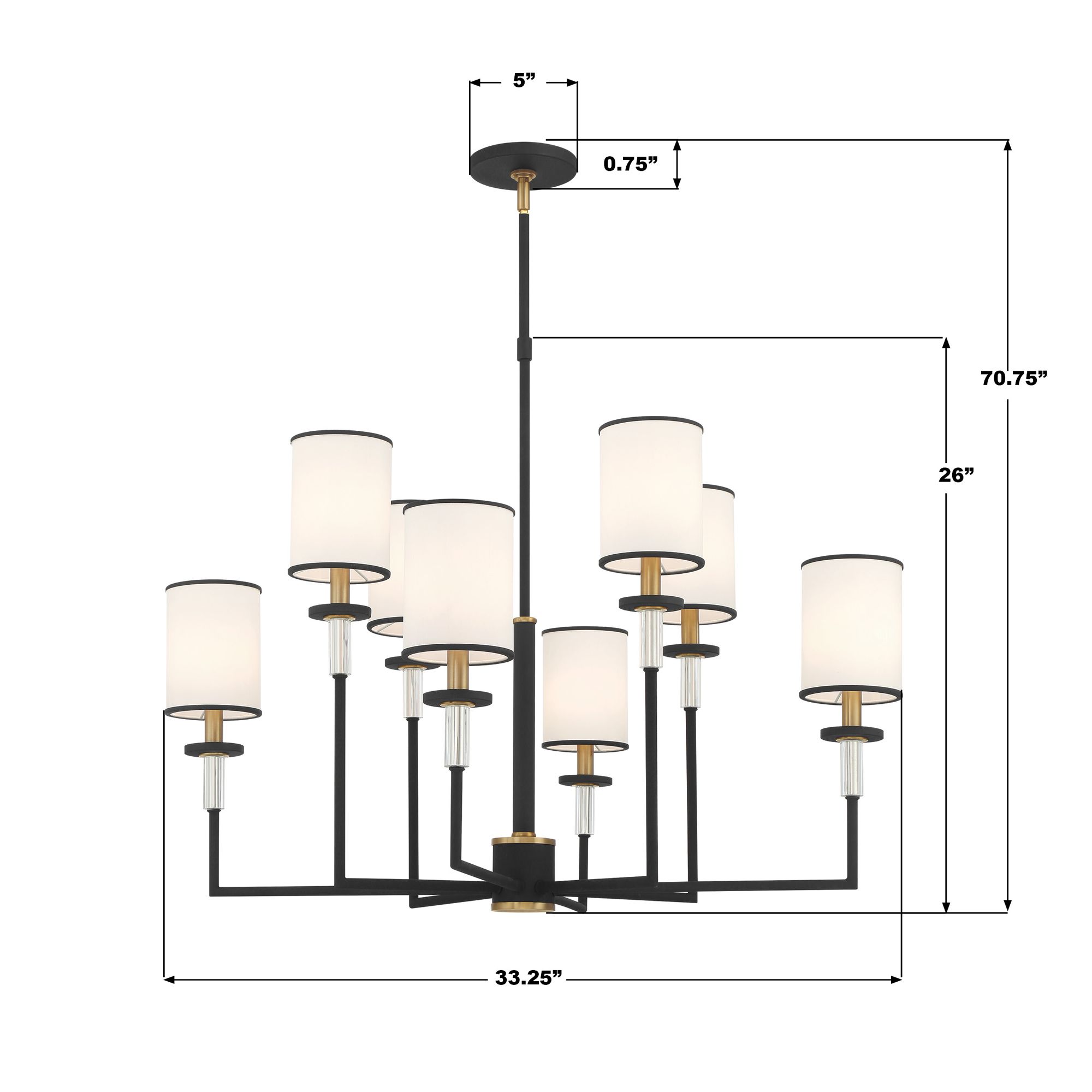 Crystorama Hatfield 33 1/4"W Black Forged 8-Light Chandelier