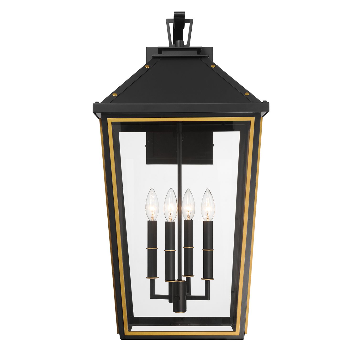 Image 4 Crystorama Hawkins 15'' Matte Black + Textured Gold Outdoor Sconce more views