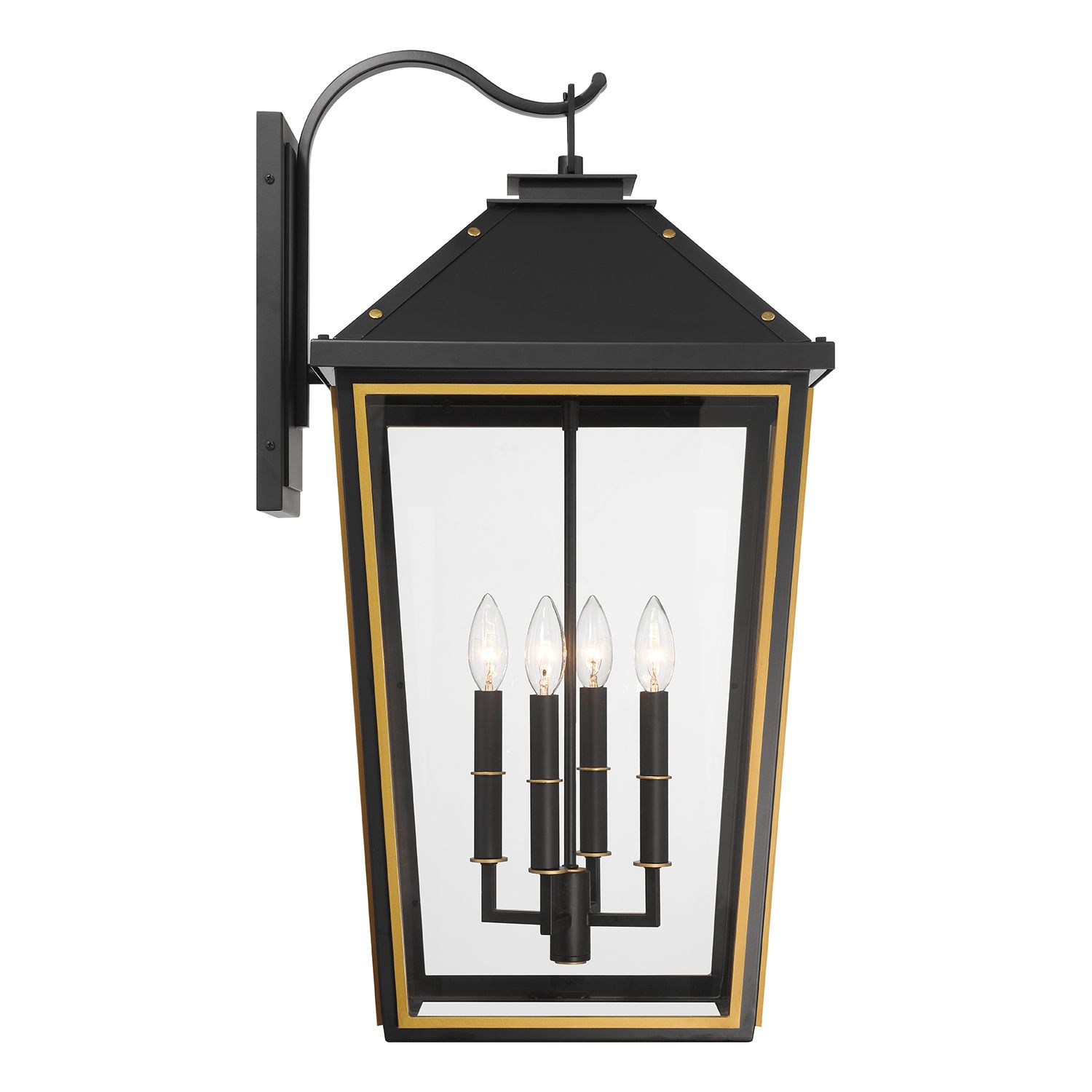 Image 5 Crystorama Hawkins 15'' Matte Black + Textured Gold Outdoor Sconce more views