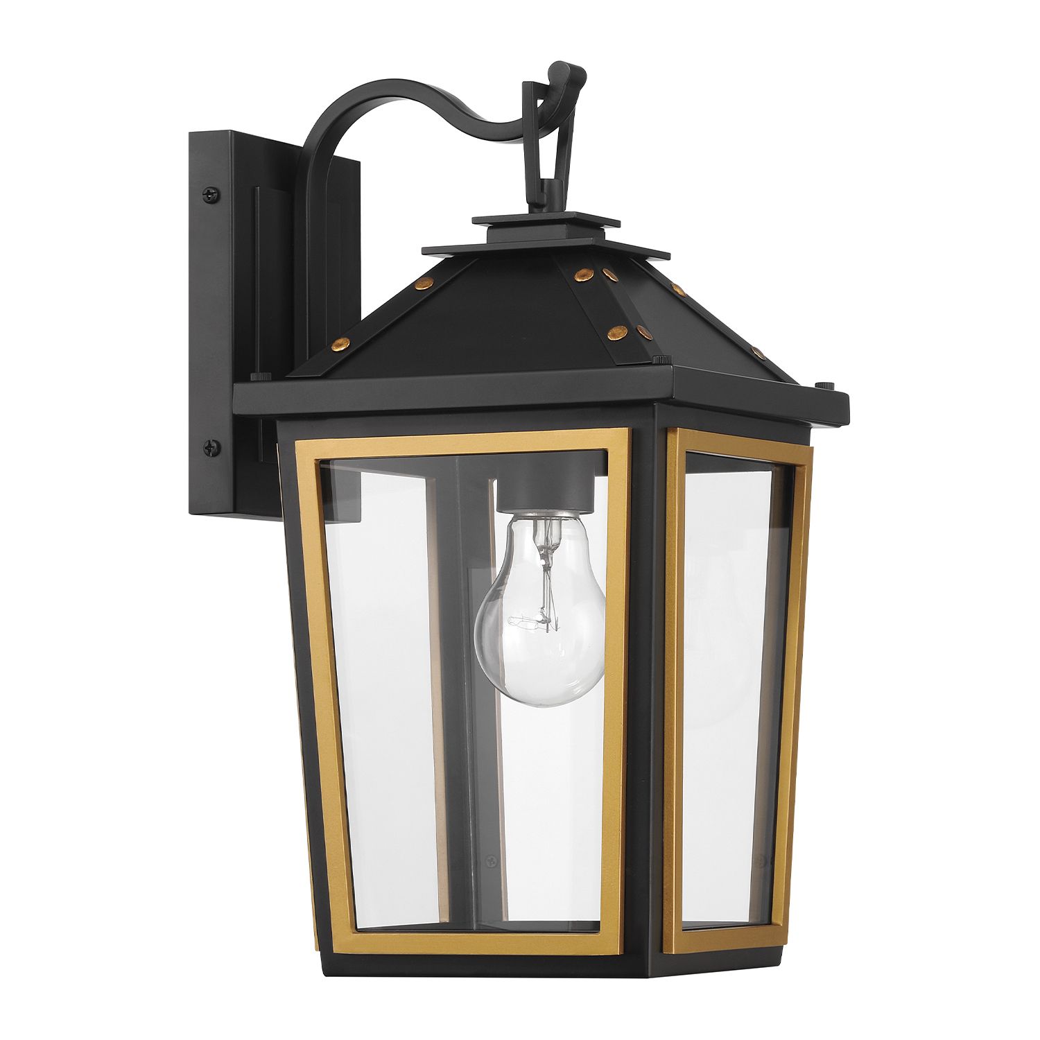 Image 3 Crystorama Hawkins 7.25'' Matte Black + Textured Gold Outdoor Sconce more views
