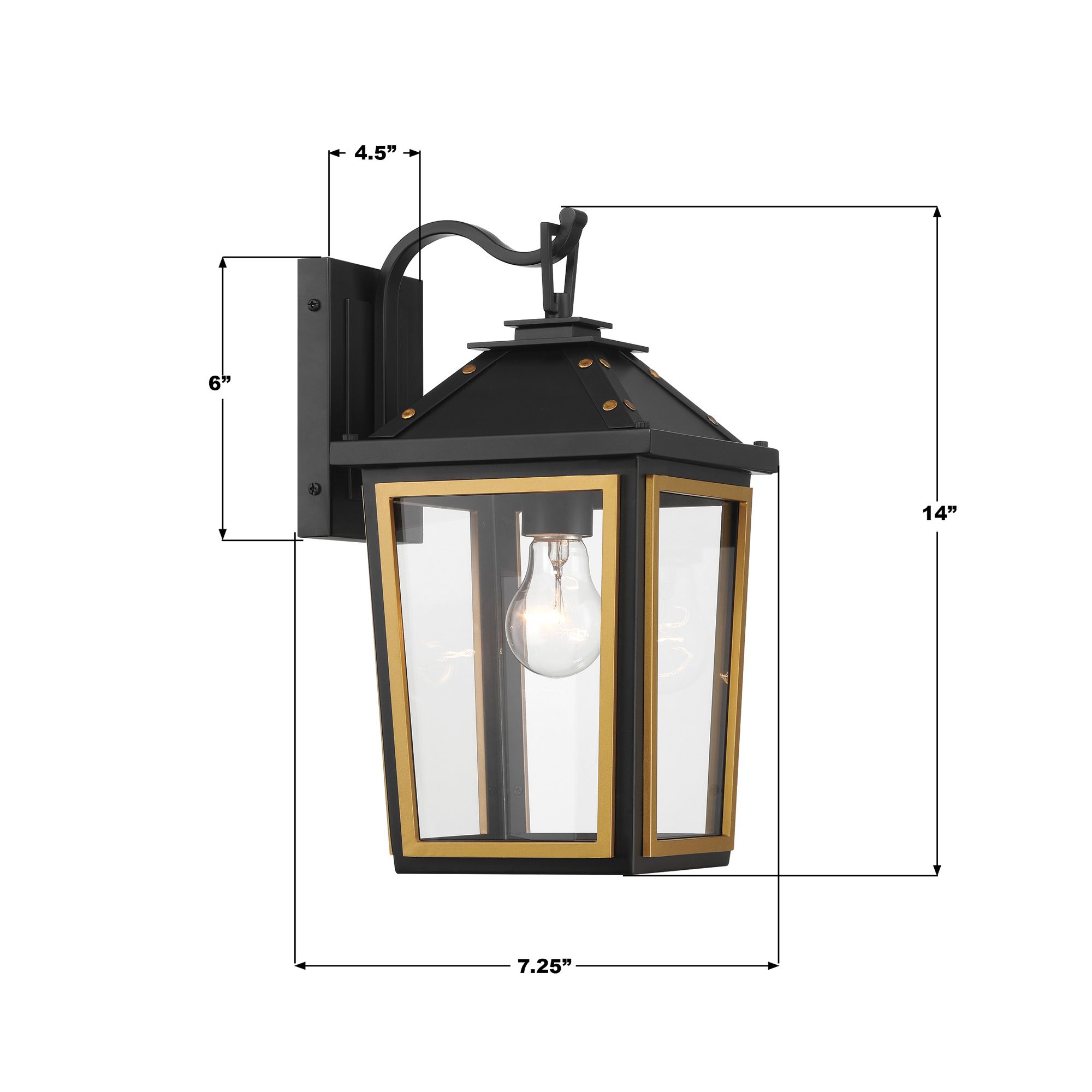 Crystorama Hawkins 7.25'' Matte Black + Textured Gold Outdoor Sconce