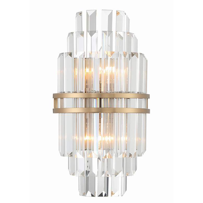 Image 1 Crystorama Hayes 14 1/4"H Aged Brass 2-Light Wall Sconce
