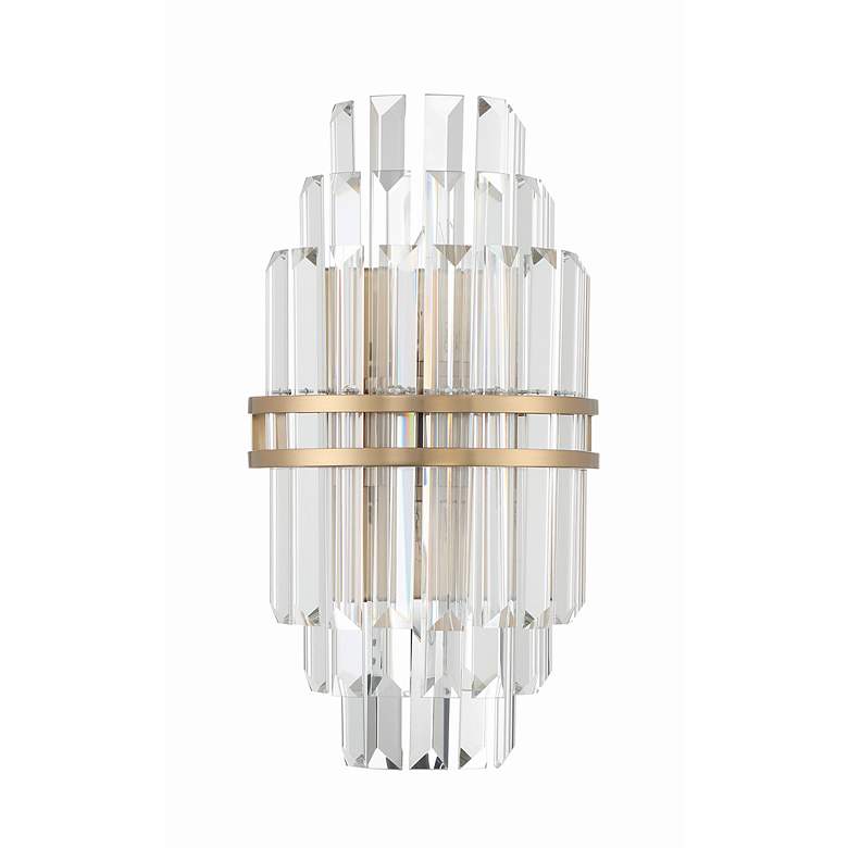 Image 2 Crystorama Hayes 14 1/4"H Aged Brass 2-Light Wall Sconce more views