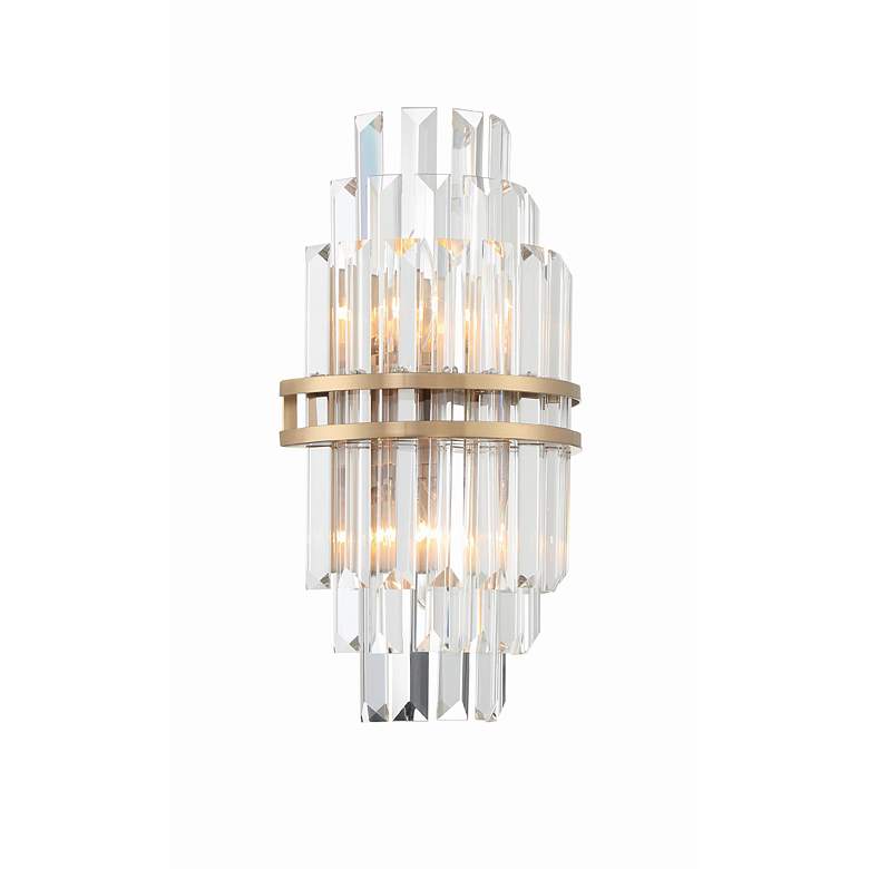 Image 3 Crystorama Hayes 14 1/4"H Aged Brass 2-Light Wall Sconce more views
