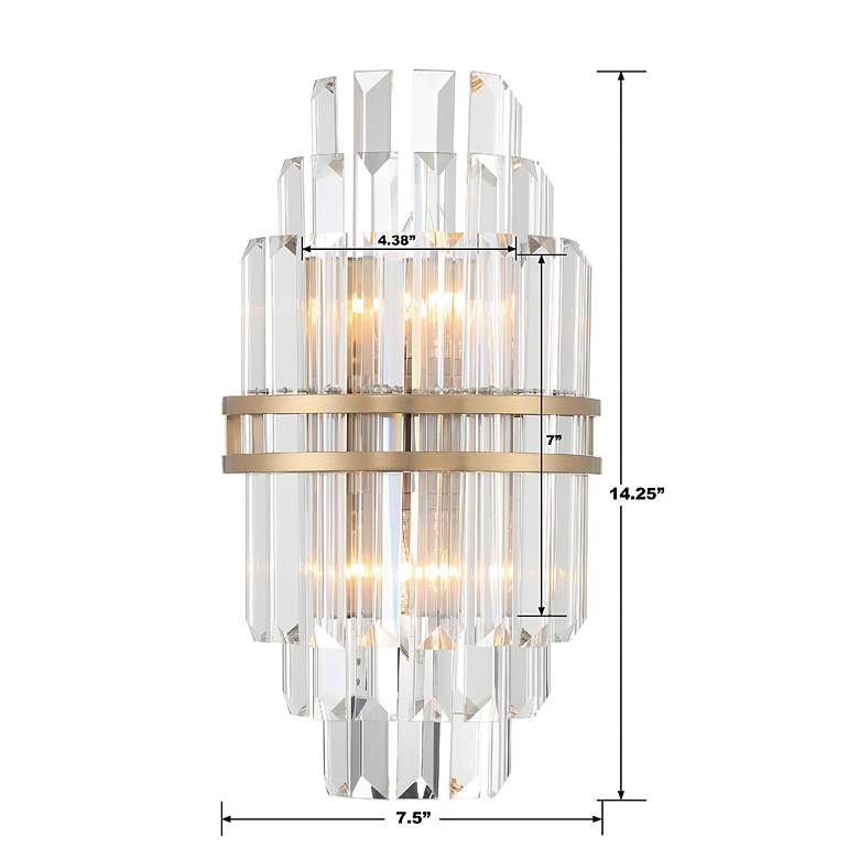 Image 5 Crystorama Hayes 14 1/4"H Aged Brass 2-Light Wall Sconce more views