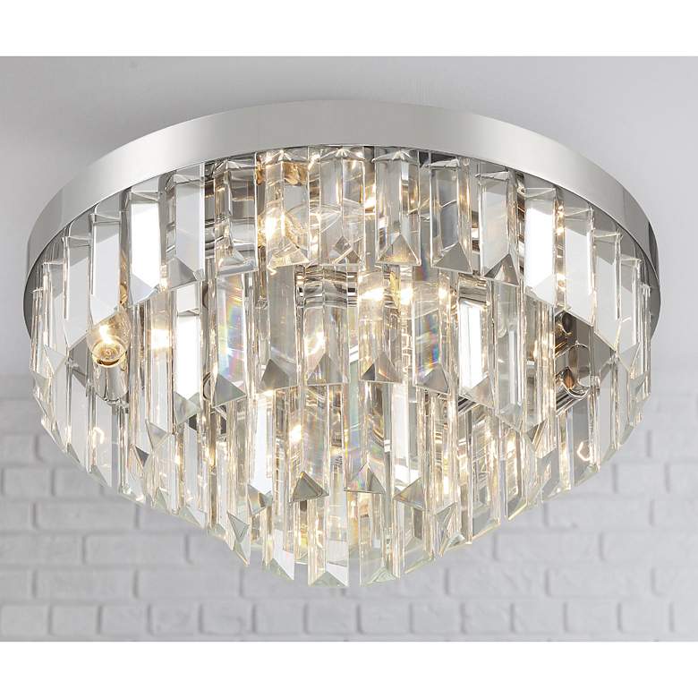 Image 1 Crystorama Hayes 18" Wide Polished Nickel Crystal Ceiling Light