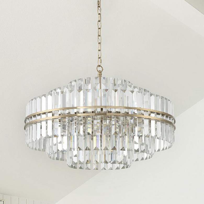 Image 7 Crystorama Hayes 28" Wide Aged Brass Crystal Chandelier more views
