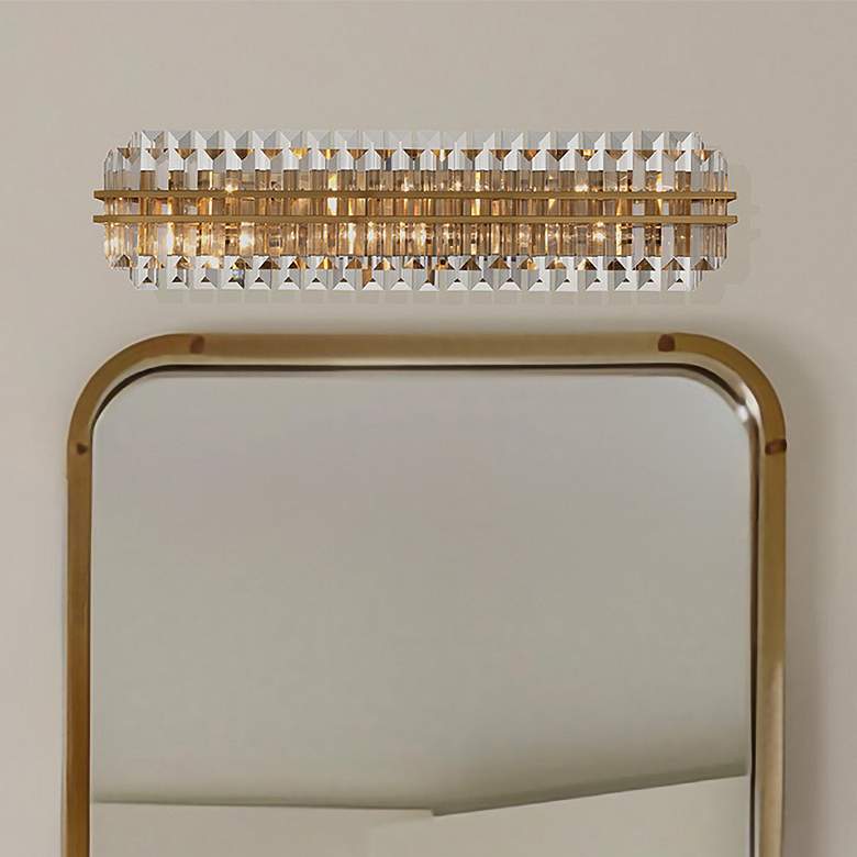 Image 1 Crystorama Hayes 31 1/2" Wide Aged Brass 6-Light Bath Light