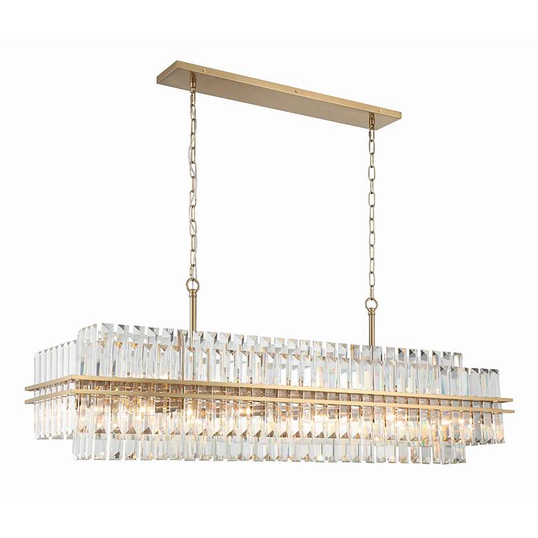 Image 3 Crystorama Hayes 50"W Aged Brass 16-Light Linear Chandelier more views