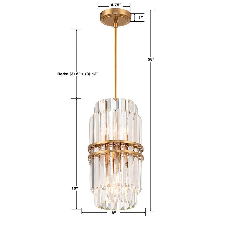 Image 7 Crystorama Hayes 8" Wide Aged Brass 4-Light Mini Pendant Light more views