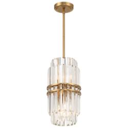 Crystorama Hayes 8" Wide Aged Brass and Crystal Pendant Light