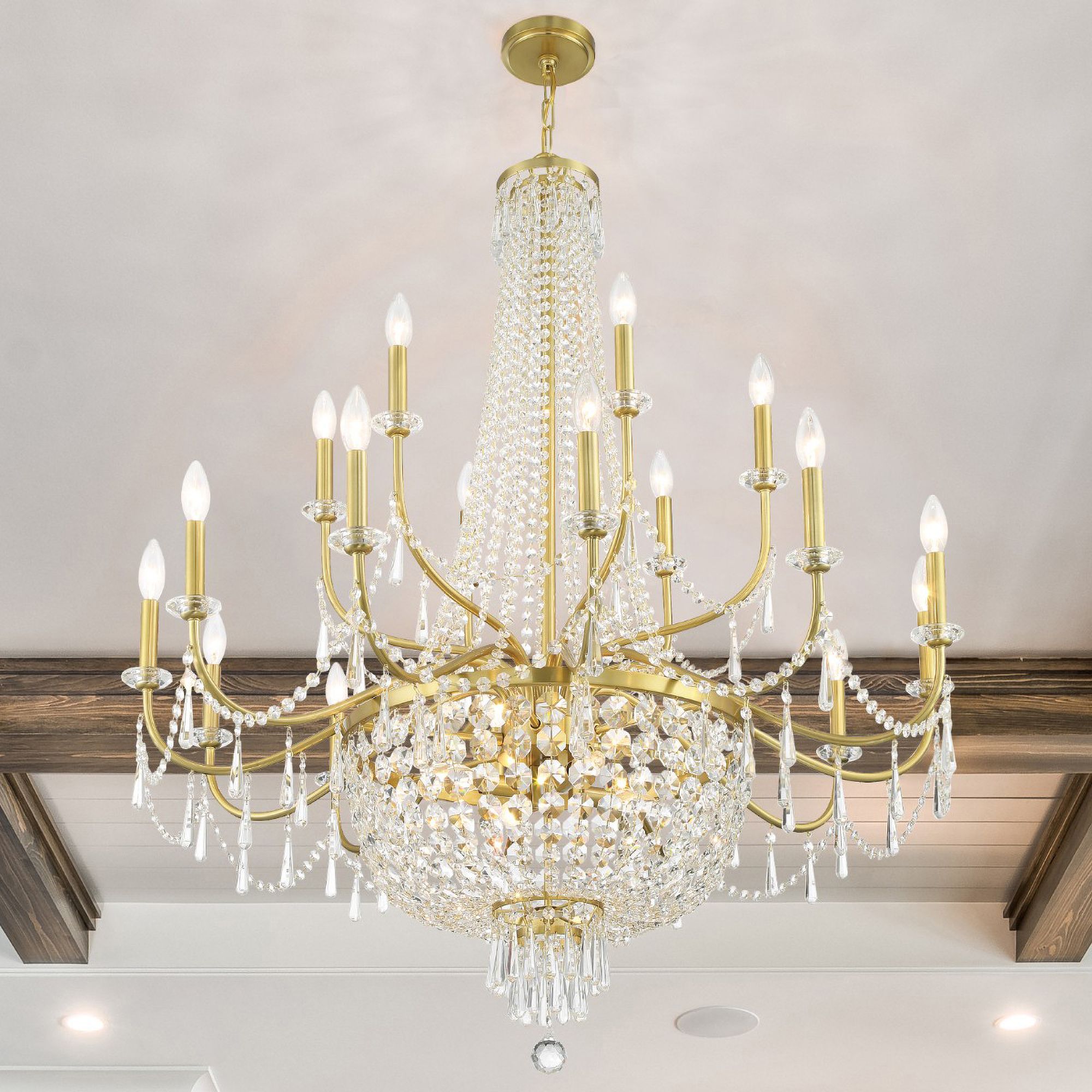 Crystorama Haywood 22 Light Aged Brass Chandelier