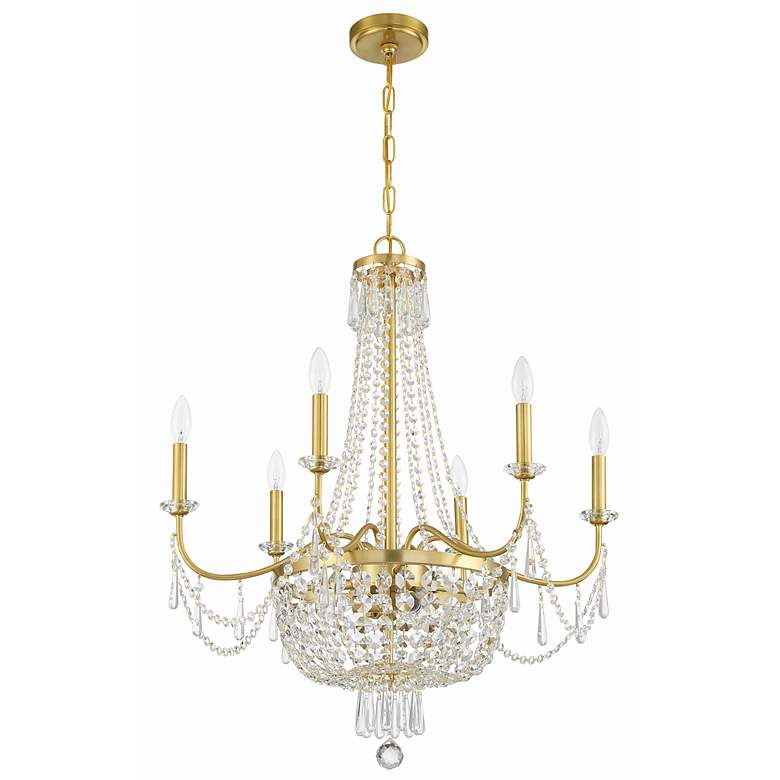 Image 4 Crystorama Haywood 28" Wide Aged Brass 9-Light Chandelier more views