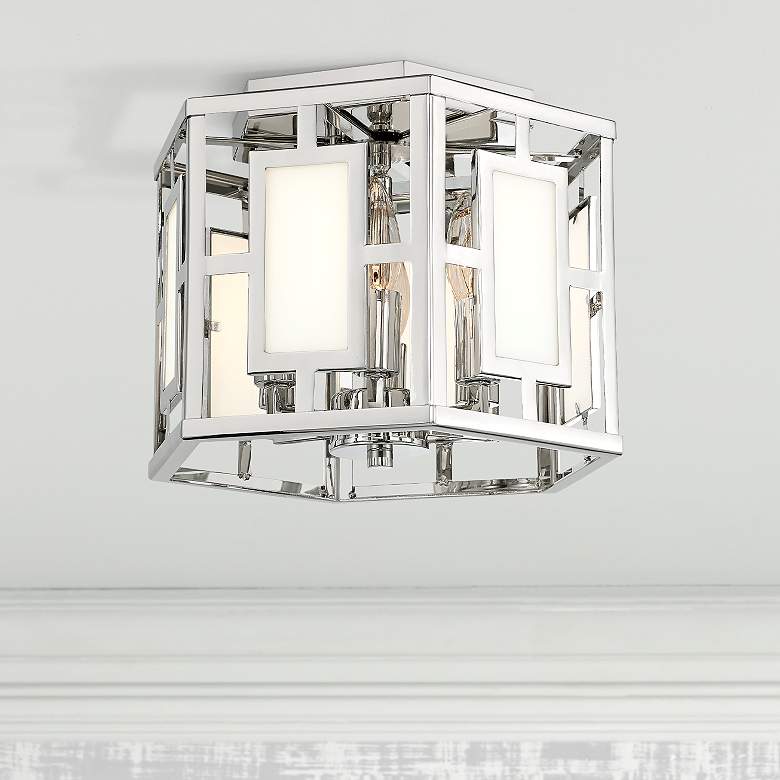 Image 1 Crystorama Hillcrest 12" Wide Polished Nickel Ceiling Light