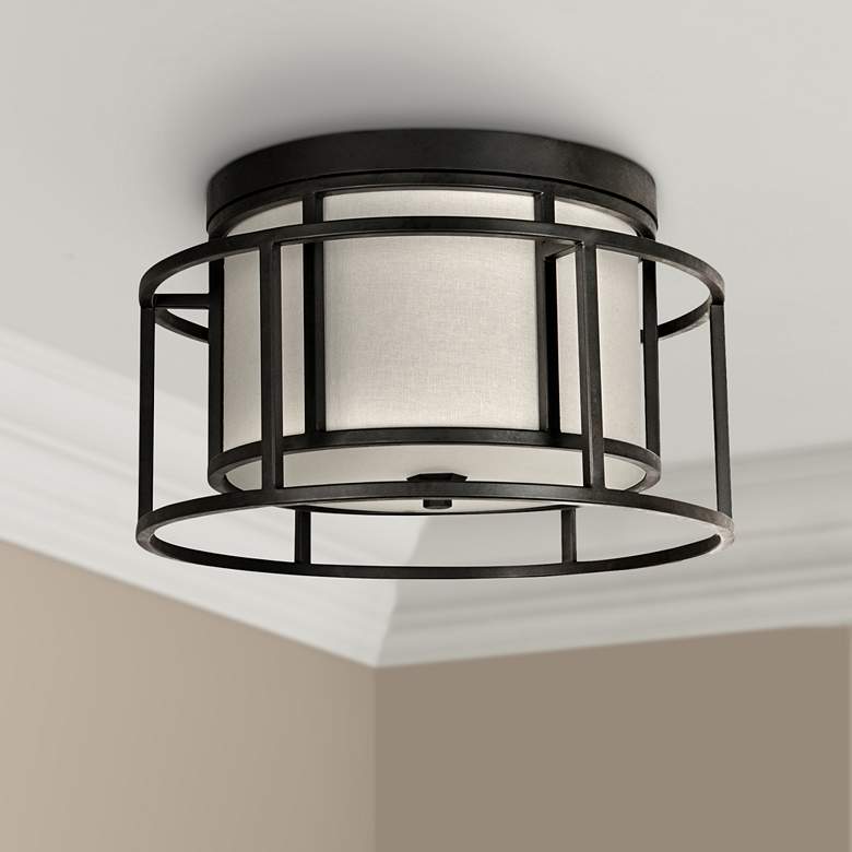 Crystorama Hulton 15&quot; Wide Matte Black Ceiling Light