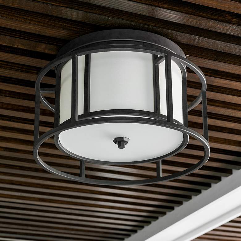 Image 1 Crystorama Hulton 15" Wide Matte Black Ceiling Light