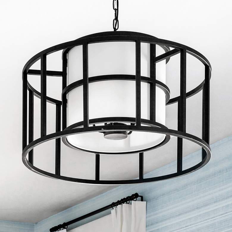 Image 1 Crystorama Hulton 25 inch Wide Matte Black Pendant Light