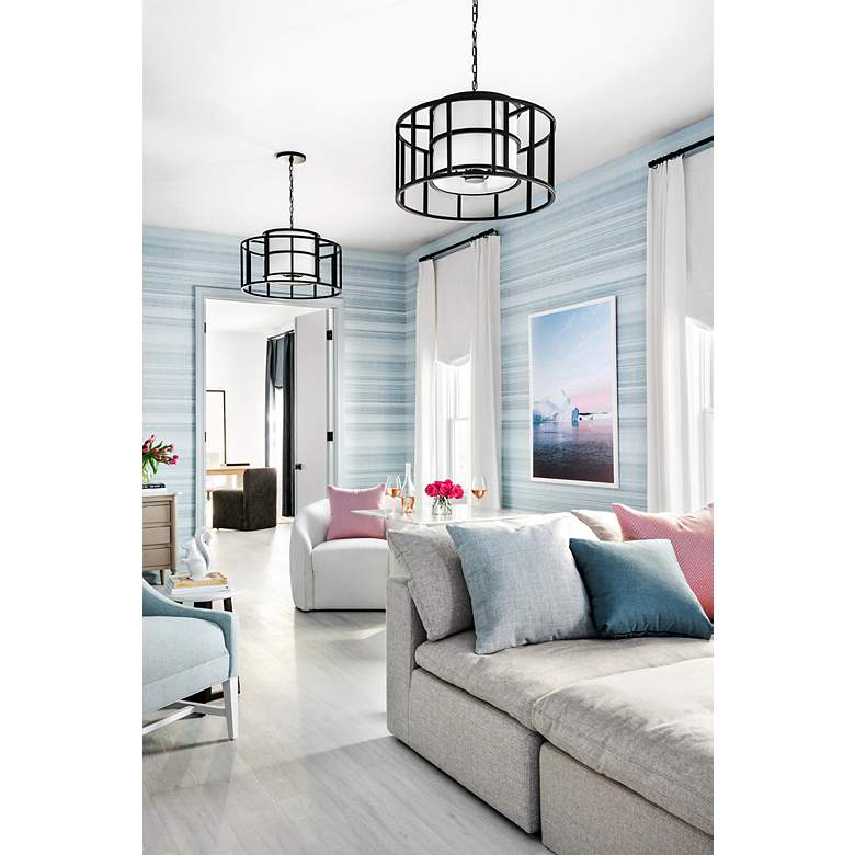 Image 6 Crystorama Hulton 25" Wide Matte Black Pendant Light more views