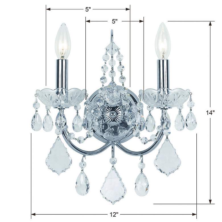 Image 5 Crystorama Imperial 14"H Polished Chrome 2-Light Wall Sconce more views