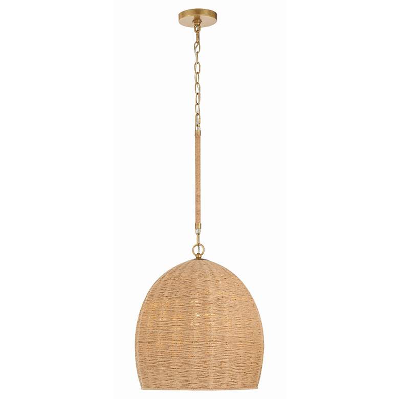 Image 1 Crystorama Jace 15" Wide Soft Gold Jute Shade Pendant Light