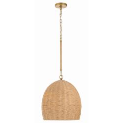 Crystorama Jace 15" Wide Soft Gold Jute Shade Pendant Light