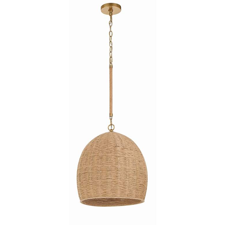 Image 2 Crystorama Jace 15" Wide Soft Gold Jute Shade Pendant Light more views