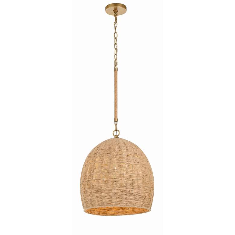 Image 3 Crystorama Jace 15" Wide Soft Gold Jute Shade Pendant Light more views