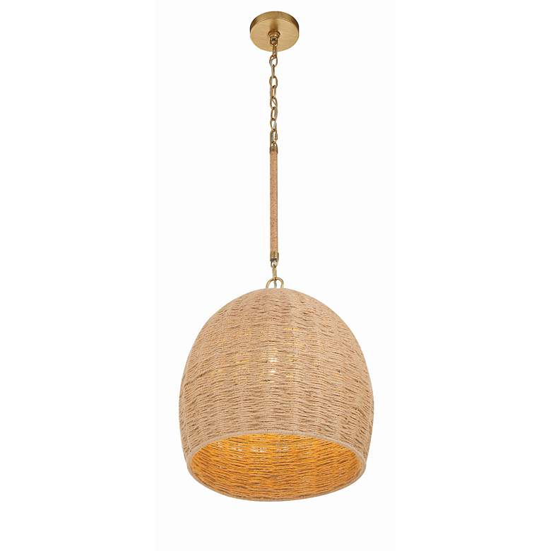 Image 4 Crystorama Jace 15" Wide Soft Gold Jute Shade Pendant Light more views