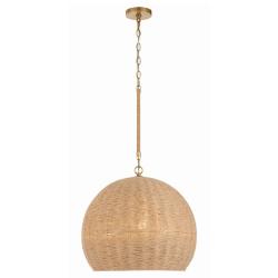 Crystorama Jace 20"W Soft Gold Pendant Light w/ Jute Shade
