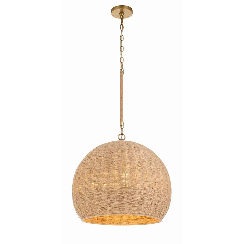 Image 3 Crystorama Jace 20"W Soft Gold Pendant Light w/ Jute Shade more views
