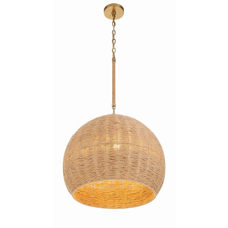 Image 4 Crystorama Jace 20"W Soft Gold Pendant Light w/ Jute Shade more views