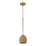 2_Crystorama Jace 6" Wide Soft Gold Jute Dome Shade LED Mini Pendant more views
