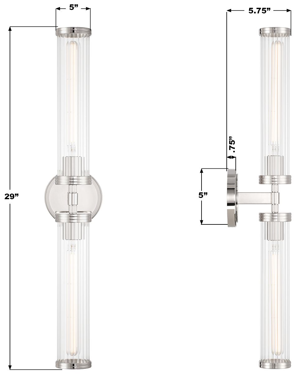 Image 7 Crystorama Jarvis 29'' LED Polished Nickel Sconce more views